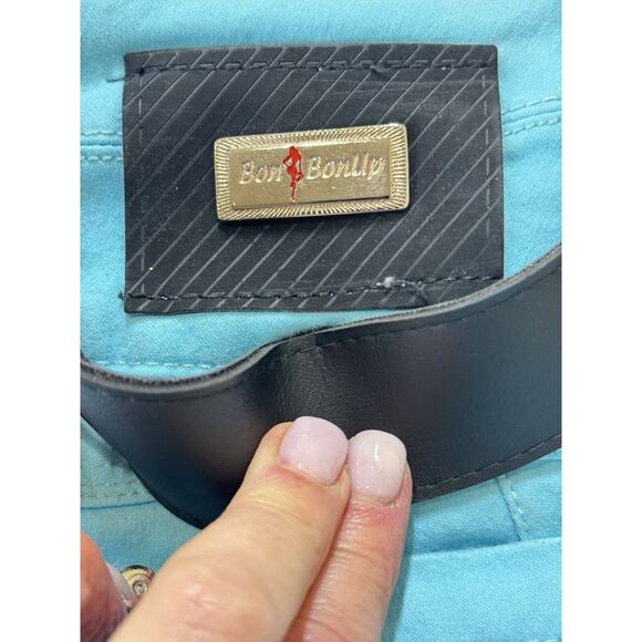 BonBonUp Butt Lifter Jeans Womens 8 Turquoise Black Belt Stretch 2024 Columbia - Picture 7 of 16